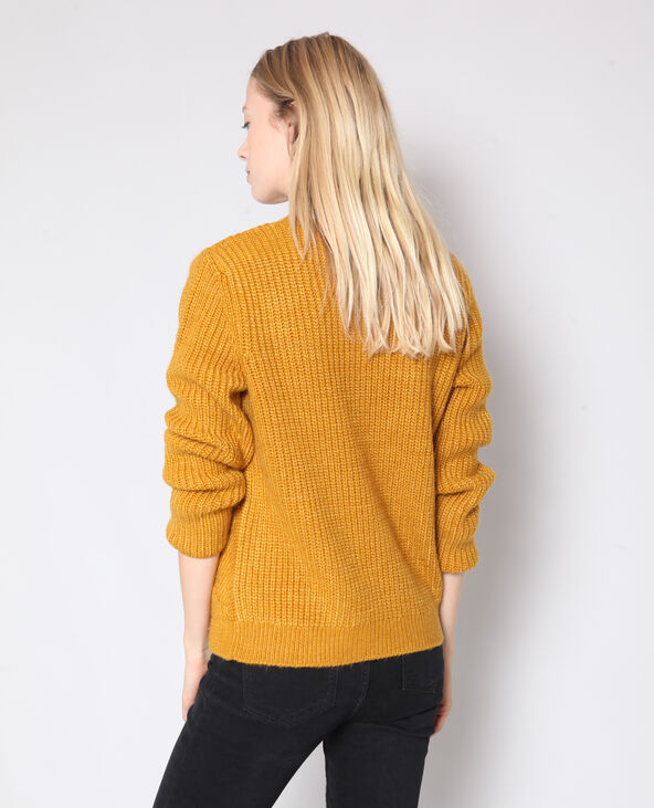 Pull maille fantaisie jaune ocre - Pimkie