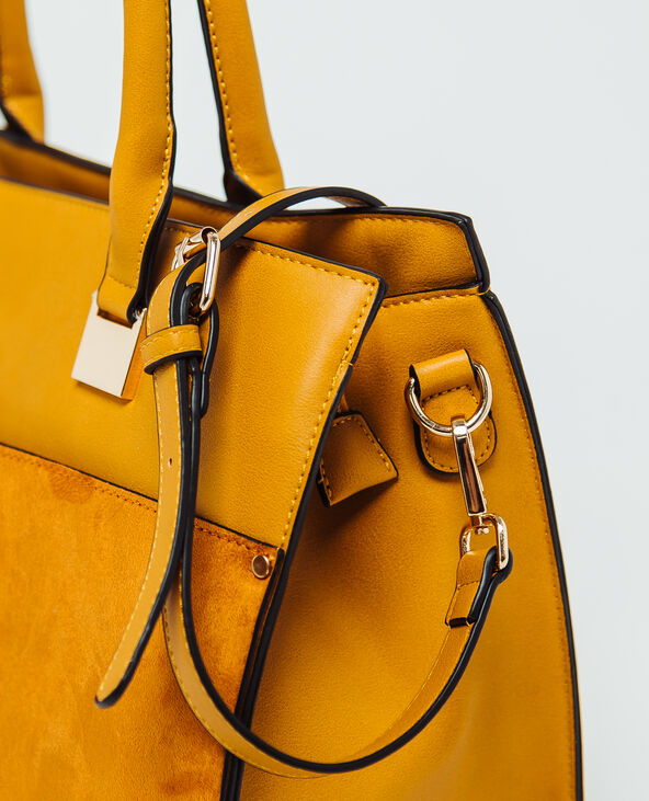 Sac cabas en faux cuir jaune - Pimkie