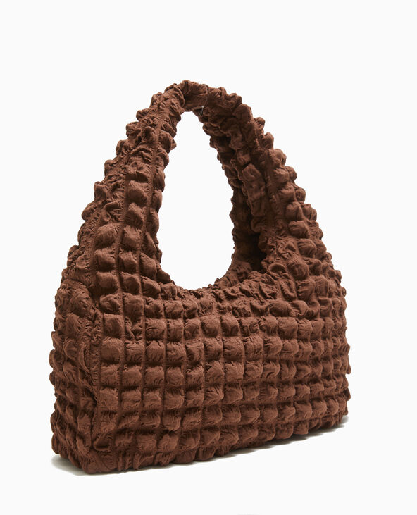 Sac forme lune en tissu reliéfé marron - Pimkie