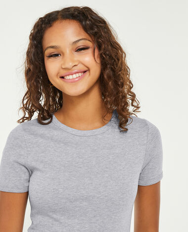 T-shirt col rond gris - Pimkie