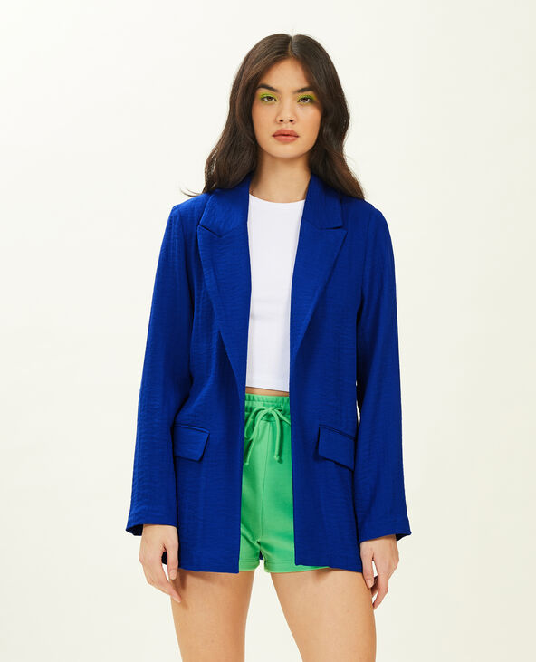 Veste blazer effet lin bleu électrique - Pimkie