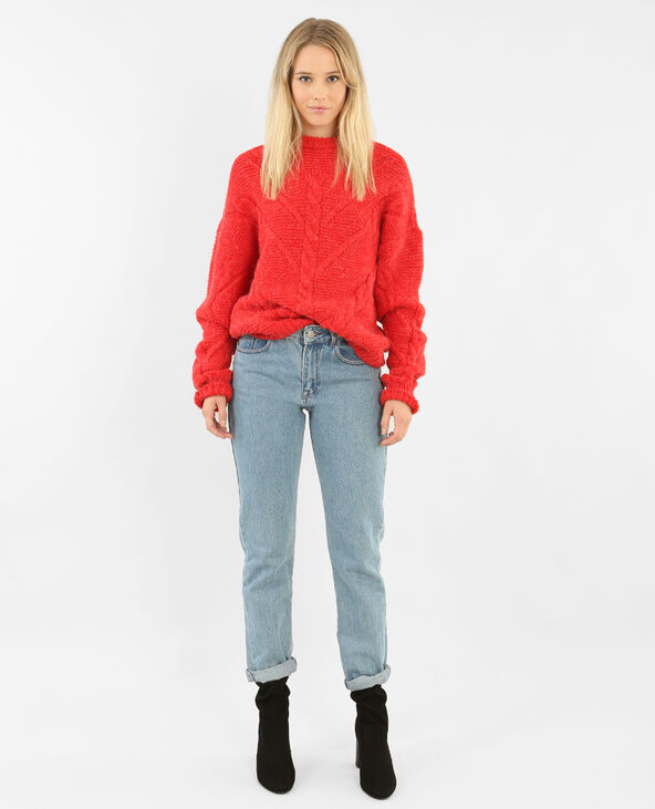 Pull torsadé rouge - Pimkie