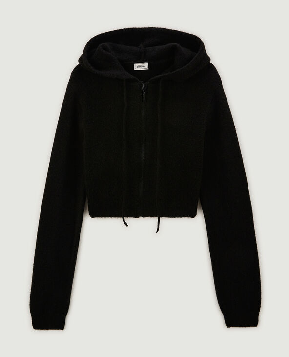 Gilet zippé court avec capuche noir - Pimkie