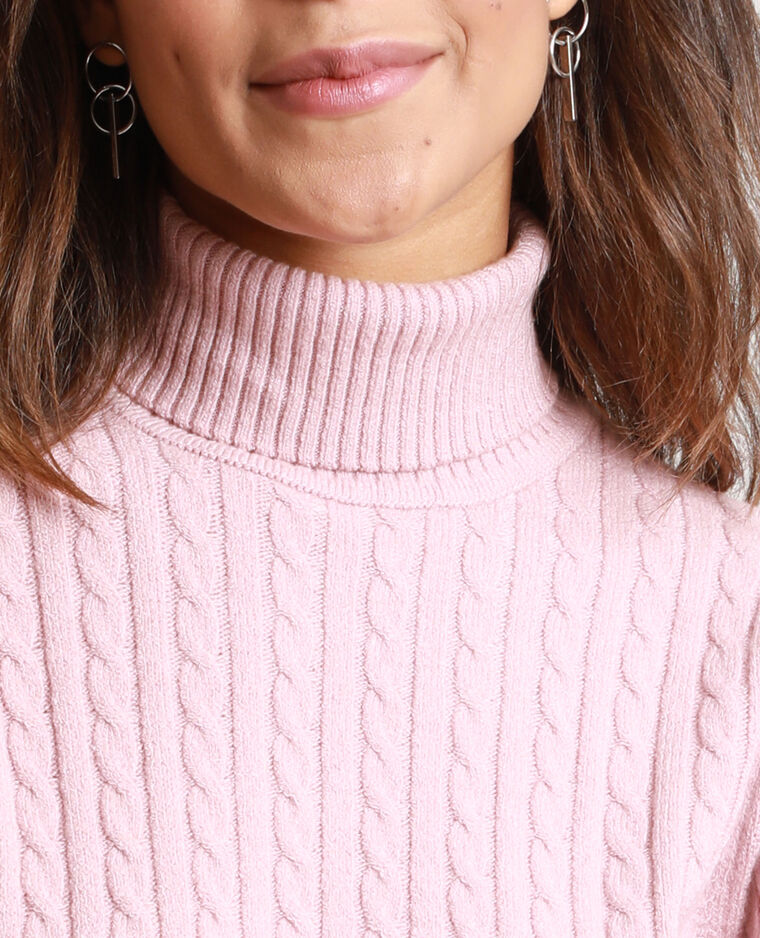 Flicker winter heritage Pull à col roulé torsadé rose pastel - 407725202A02 | Pimkie