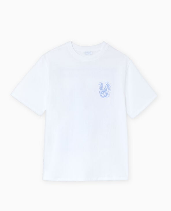 T-shirt oversize print poitrine et dos blanc - Pimkie