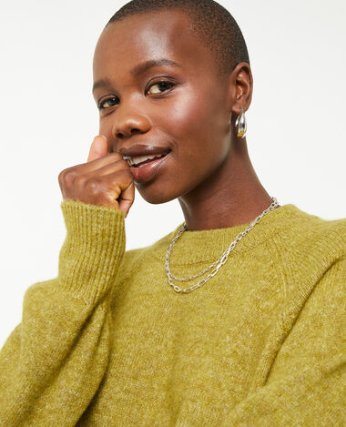 Pull col rond avec laine vert olive - Pimkie