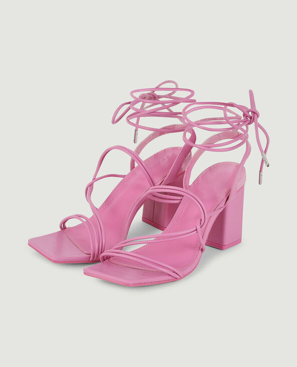 Sandales avec brides à nouer rose - Pimkie