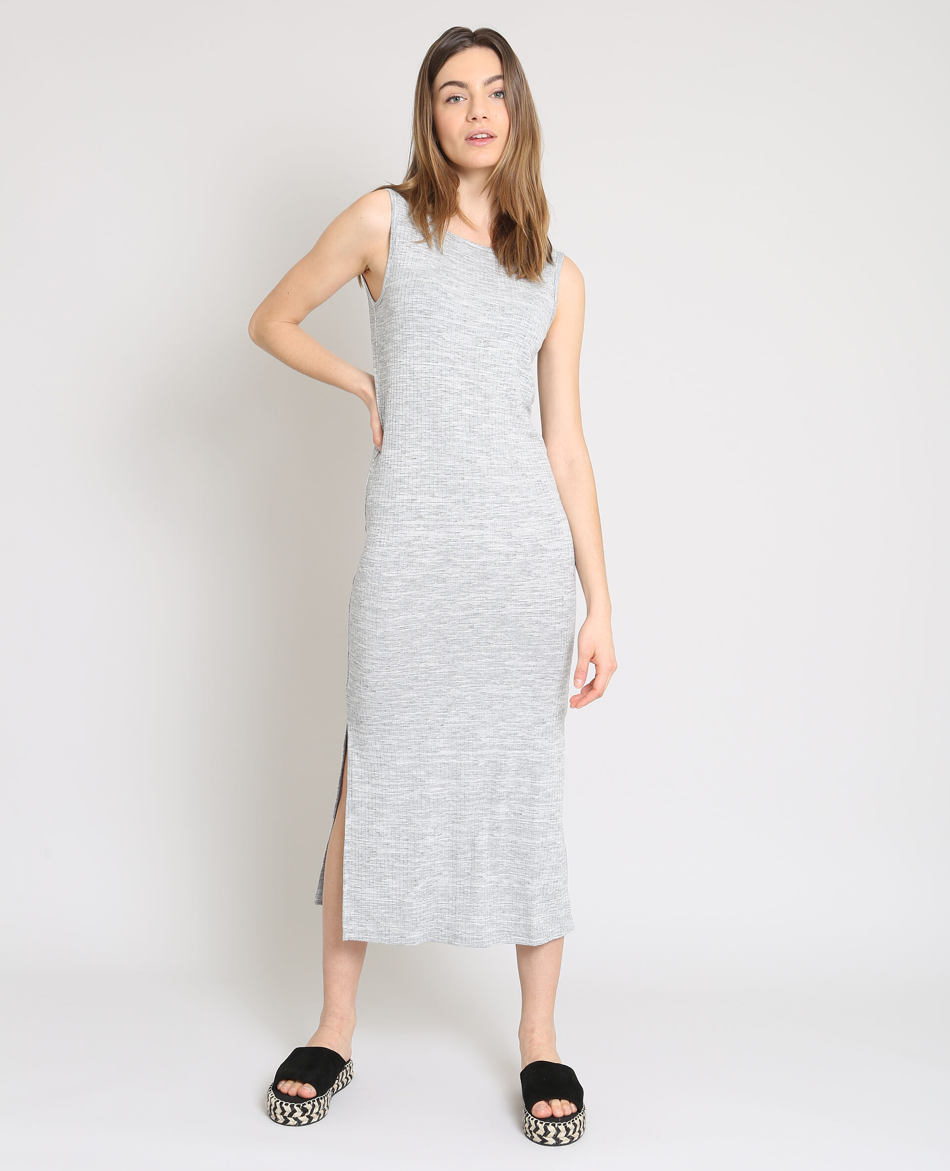 Robe longue moulante gris chiné - 780885830J08 | Pimkie