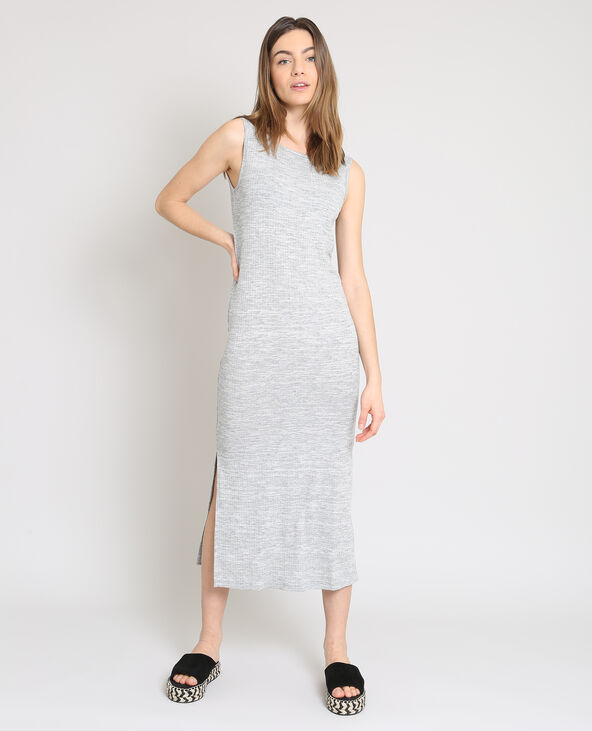 Robe longue moulante gris chiné - Pimkie