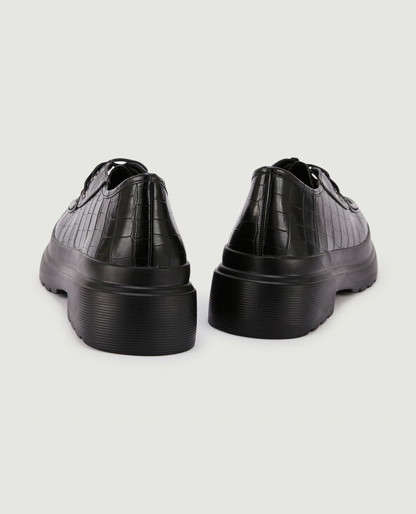 Mocassins à lacets effet croco noir - Pimkie