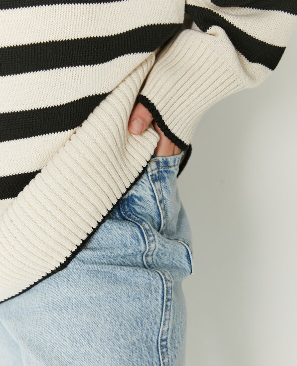 Pull rayé col rond blanc - Pimkie