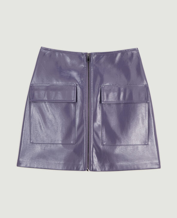 Jupe courte zippée en vinyle lilas - Pimkie