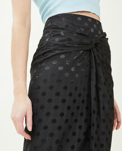 Jupe midi effet portefeuille noir - Pimkie