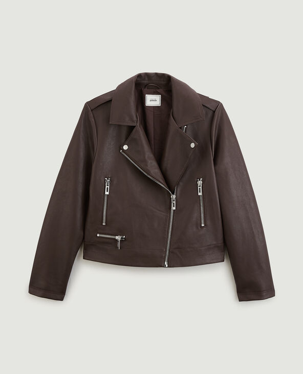 Blouson biker zippé taupe - Pimkie