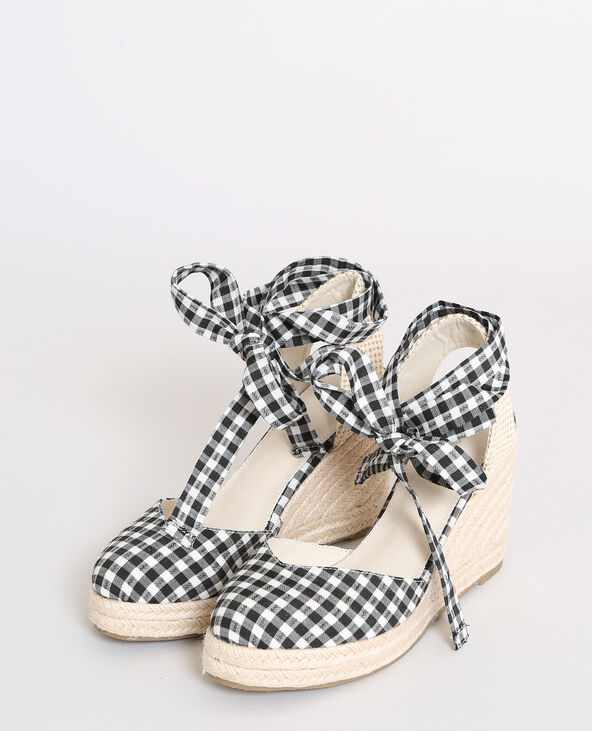 Sandales compensées vichy noir - Pimkie