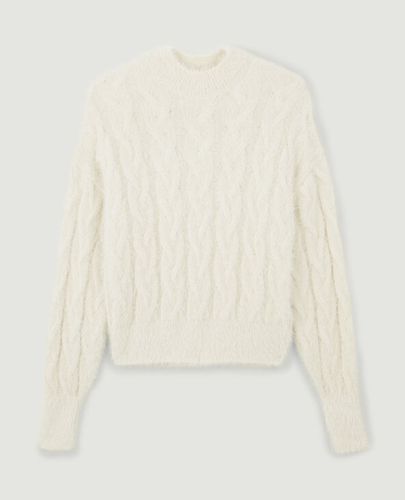Pull torsadé en maille poilue blanc - Pimkie