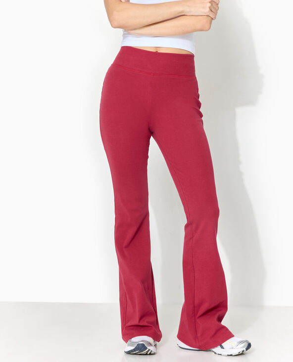 Pantalon flare en maille extensible bordeaux - Pimkie