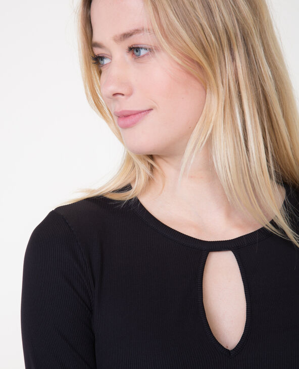 Robe longue côtelée noir - Pimkie