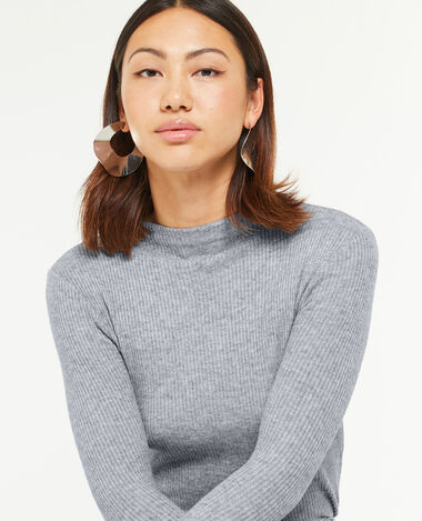 Pull fin en maille côtelée col cheminée gris - Pimkie