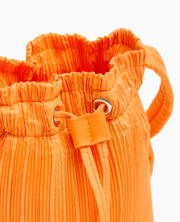 Mini sac seau en tissu plissé orange - Pimkie