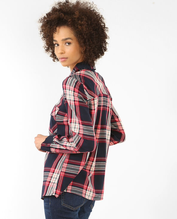 Chemise à carreaux bleu marine - Pimkie