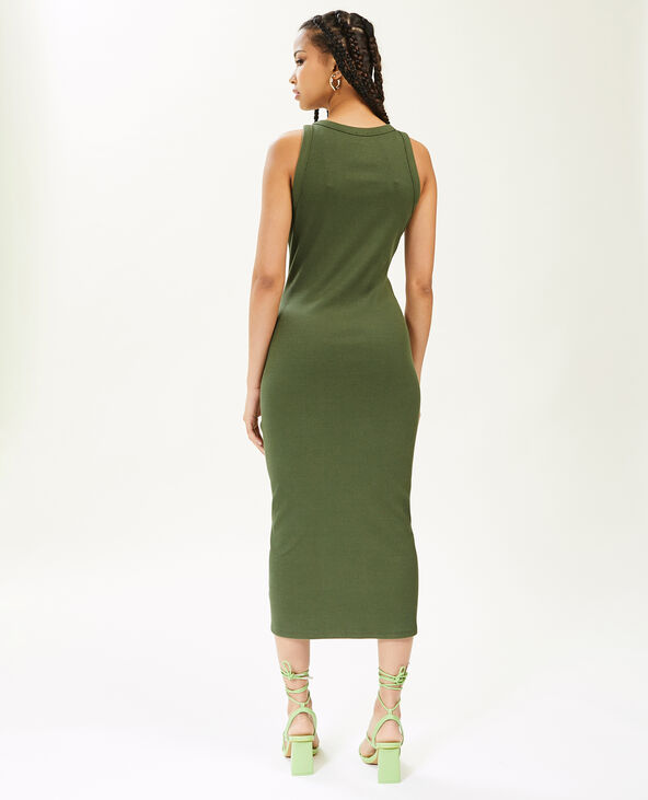 Robe débardeur maille côtelée vert kaki - Pimkie