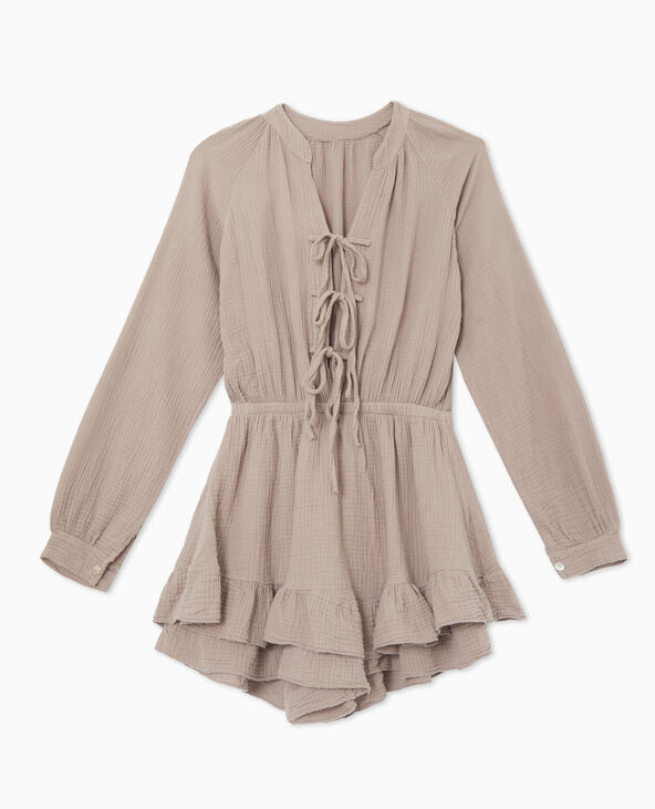 Robe combishort en gaze de coton beige - Pimkie