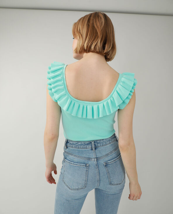 Top volanté bleu turquoise - Pimkie