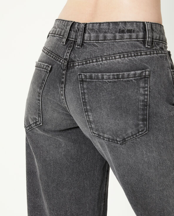 Jean wide taille basse effet délavé gris foncé - Pimkie