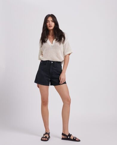 Short en jean taille haute noir - Pimkie