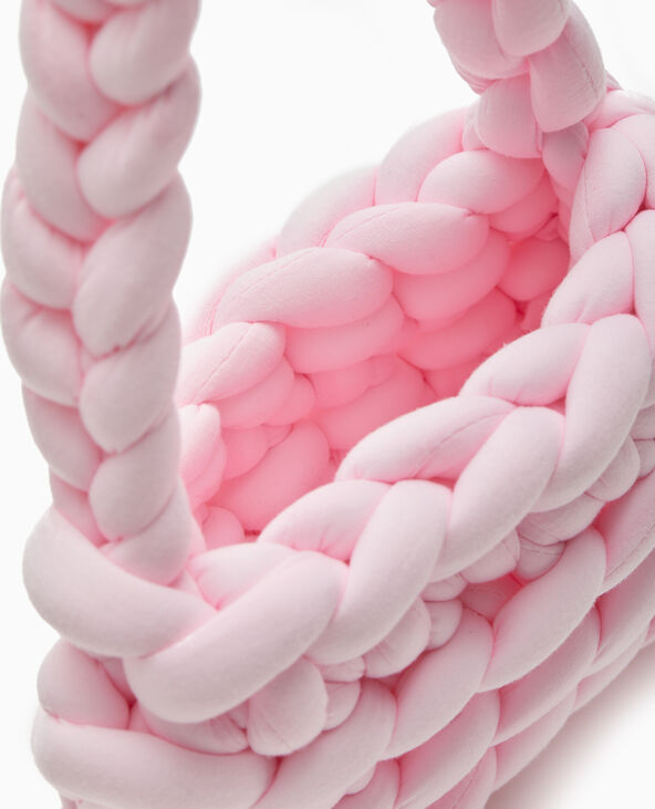 Sac en grosse maille tressée rose clair - Pimkie