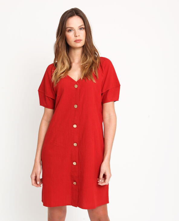 Robe rouge boutonnée 2025 devant