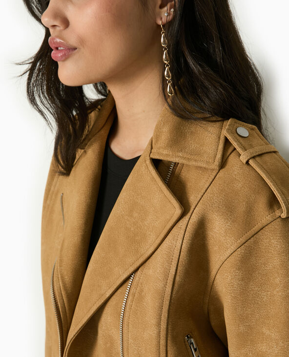 Veste biker en suédine beige - Pimkie