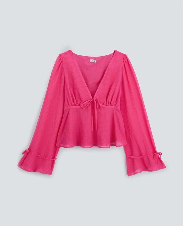 Blouse en tissu léger rose fuchsia - Pimkie