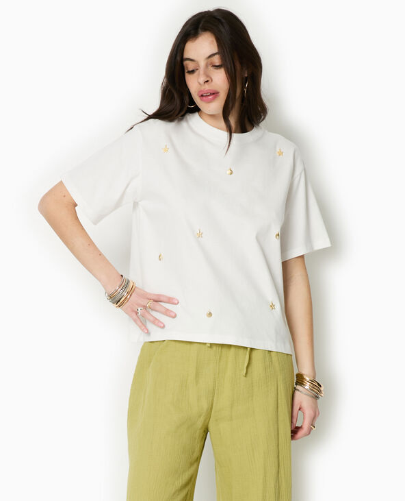 T-shirt ample avec coquillages en métal blanc - Pimkie