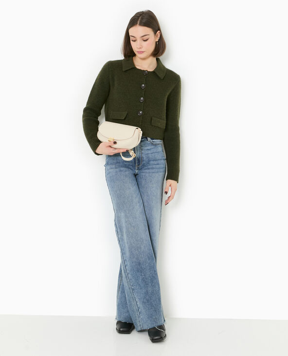Gilet court avec col vert kaki - Pimkie