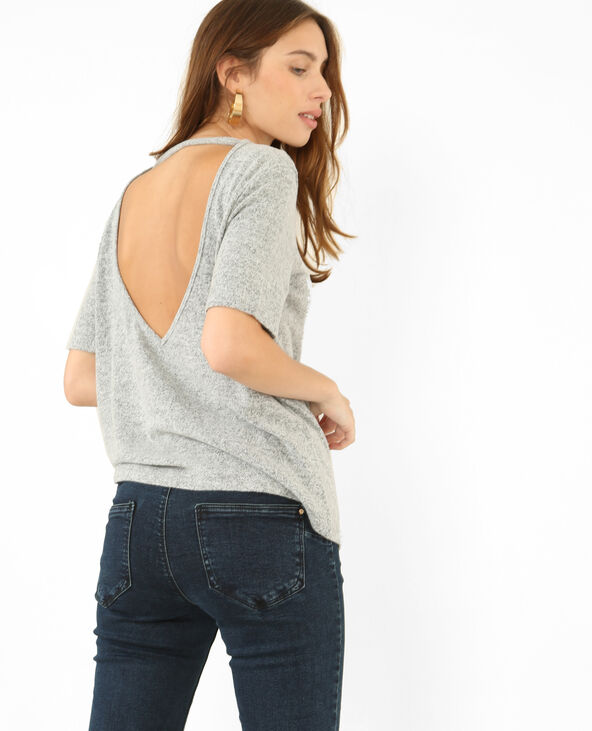 T-shirt à dos ouvert gris chiné - Pimkie