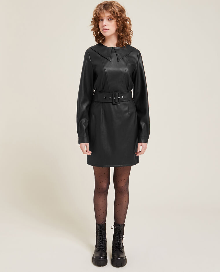 Robe en simili cuir noir - Pimkie