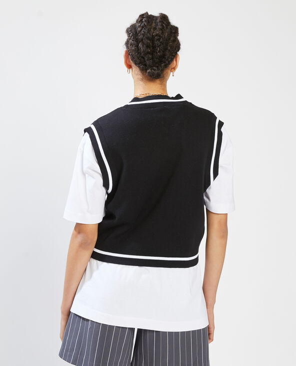 Pull sans manches col V noir - Pimkie