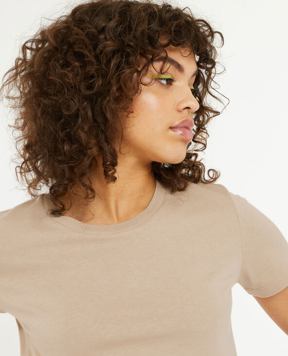 T-shirt basique col rond beige - Pimkie