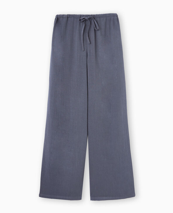 Pantalon droit et large avec taille élastiquée gris foncé - Pimkie