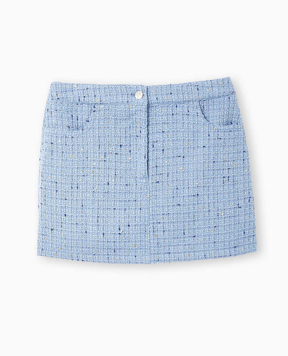 Jupe courte en tweed avec sequins bleu clair - Pimkie