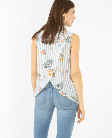 Chemise imprimée dos fendu bleu clair - Pimkie