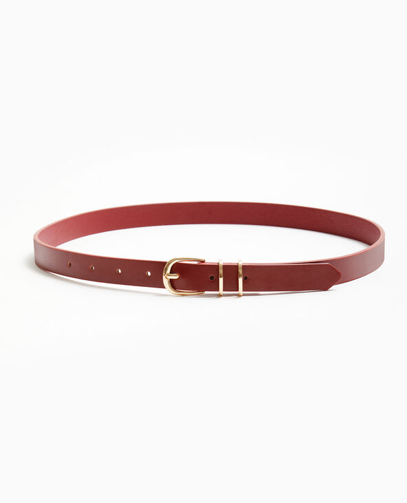 Ceinture fine avec boucle dorée bordeaux - Pimkie