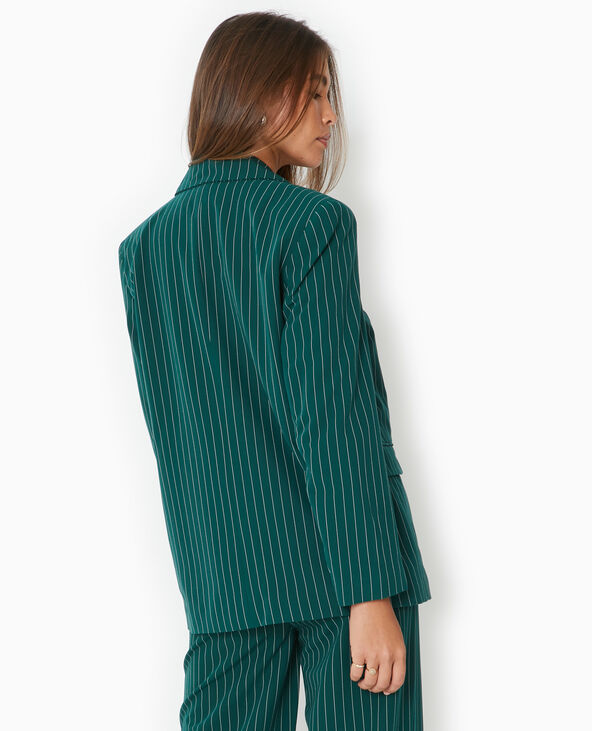 Veste blazer oversize avec rayures banquier vert foncé - Pimkie