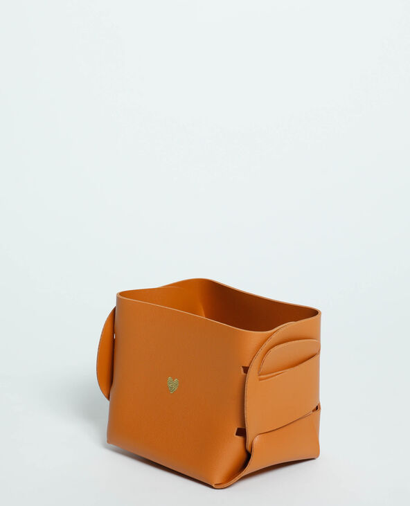 Petite box de rangement en simili cuir beige - Pimkie
