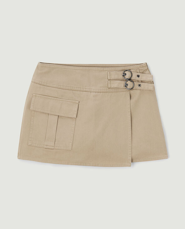 Jupe-short en toile camel - Pimkie