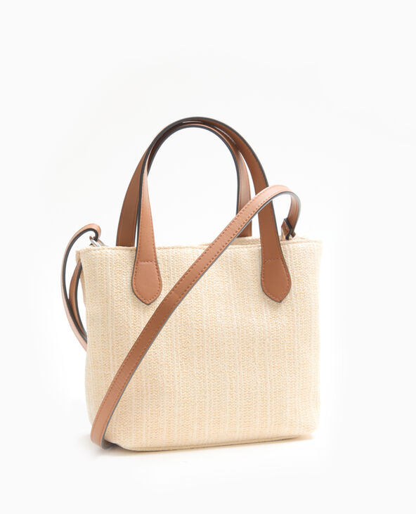 Sac en raphia avec poignées et bandoulière beige - Pimkie