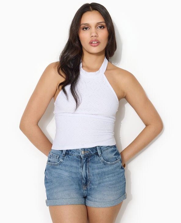 Top dos-nu effet broderie anglaise blanc - Pimkie