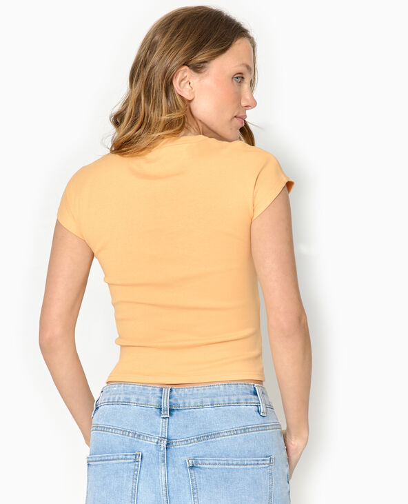 T-shirt ajusté manches raccourcies orange - Pimkie